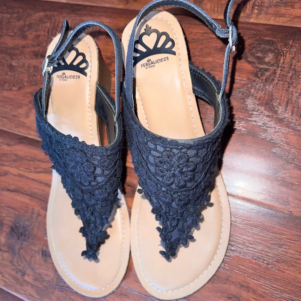 Fergalicious Women's Black Samba Sandals with 2” Heel